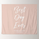 Lofaris Personalized Pink Best Day Ever Wedding Backdrop Banner